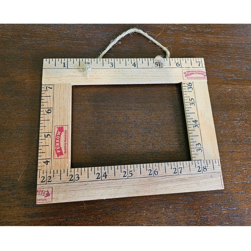 Furrow Payless Cashways Ruler Picture Frame Home Decor Tan Vintage Wood Rustic